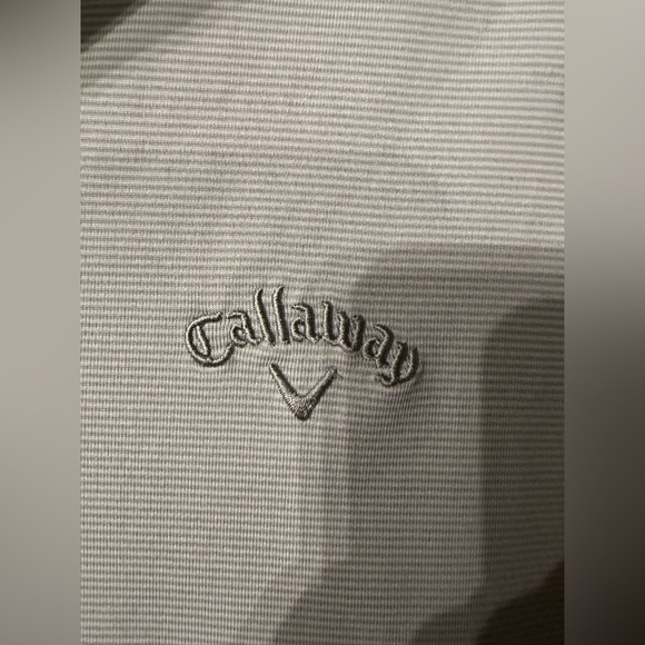Callaway Golf Polo Shirt Men’s Large Gray White Performance Stripe Short Sleeve - Picture 3 of 7